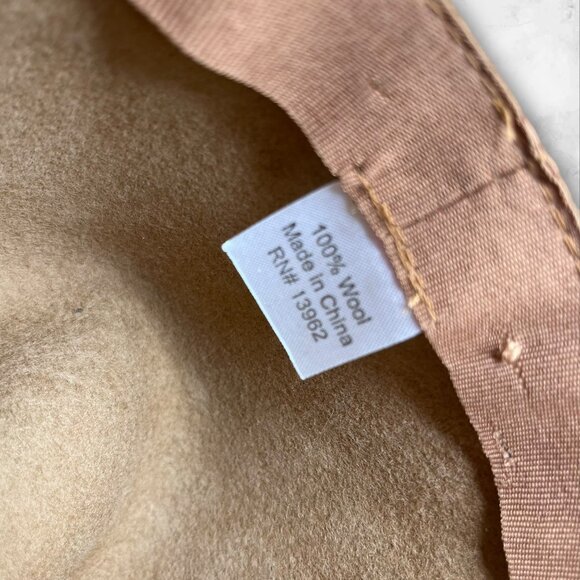 Womens Camel Tan Wool Fedora Hat With Adjustable Leather Band - Picture 5 of 5